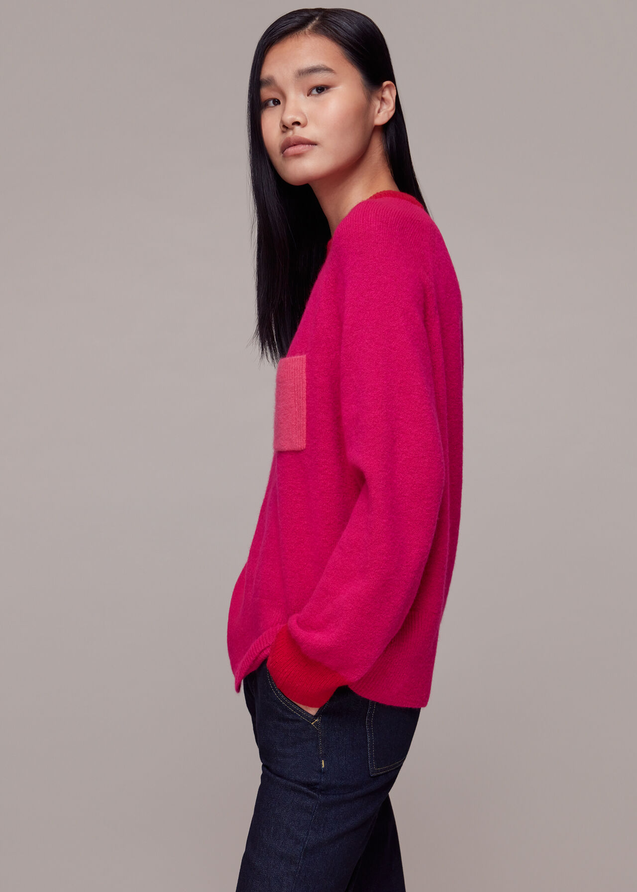 Colour Block Pocket Sweater